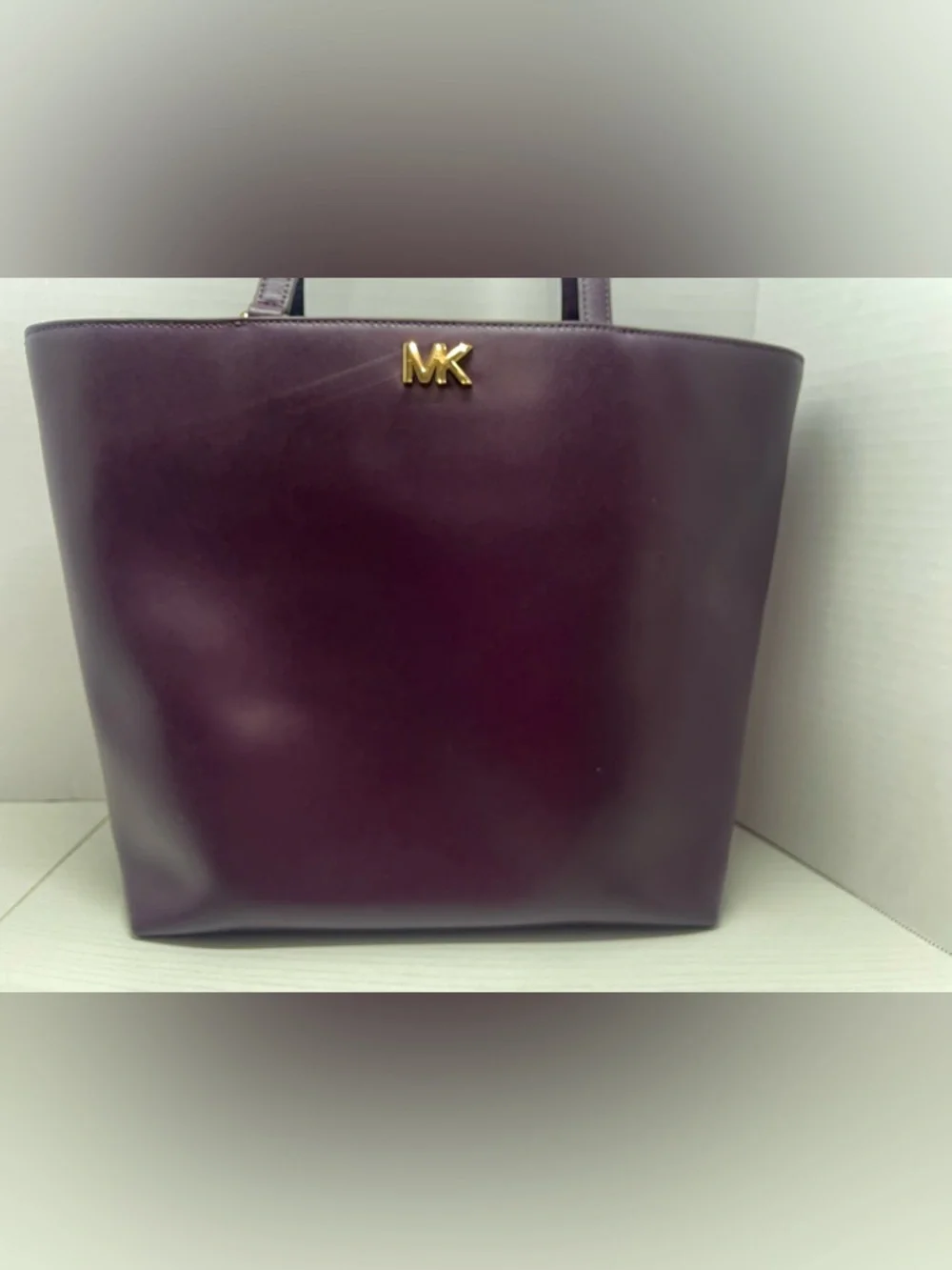 Michael Kors Mott Burgundy Leather Double Handle Zipper Tote Bag - MSRP $268